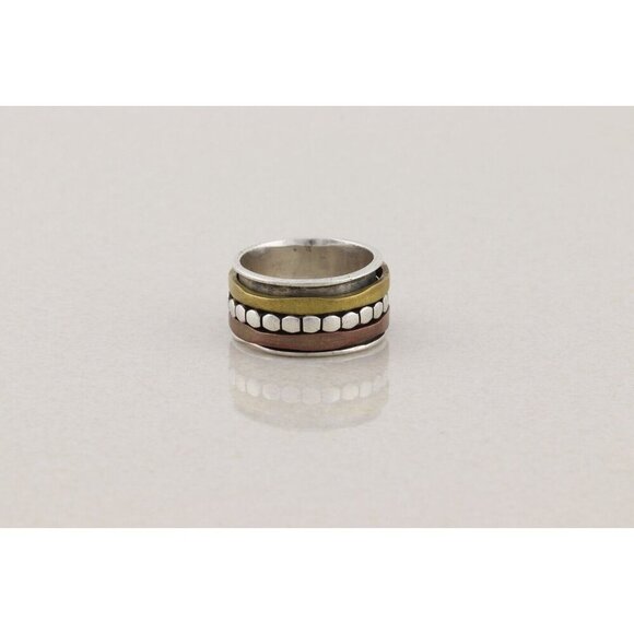 Sterling Silver Spinner Ring Copper & Brass Accents Size 7 - Picture 7 of 7